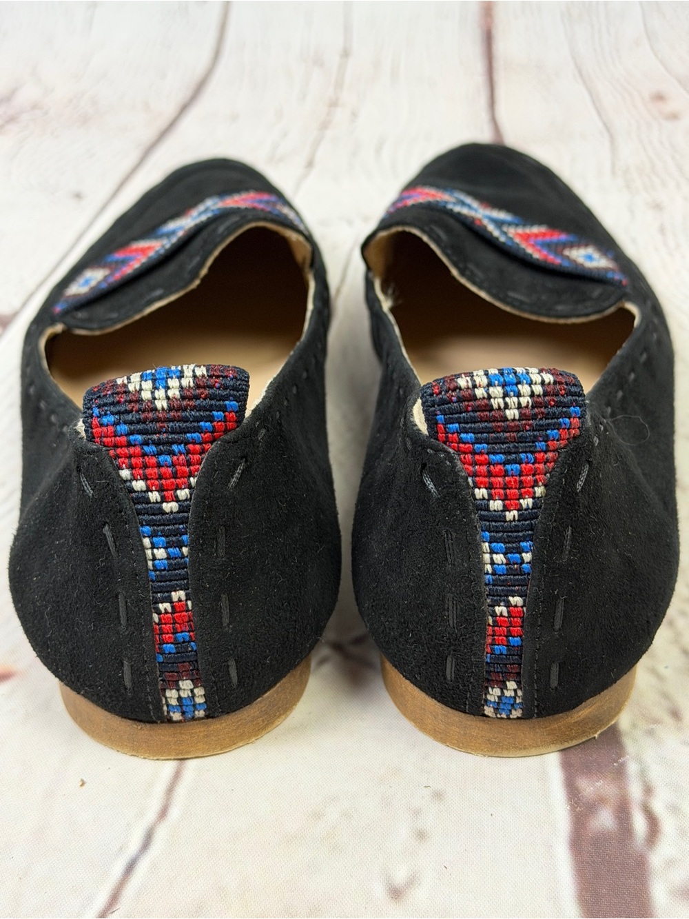DUSANO black soft suede embroidered slip-on loafers, size 7.5 (EU 38) - Picture 4 of 11
